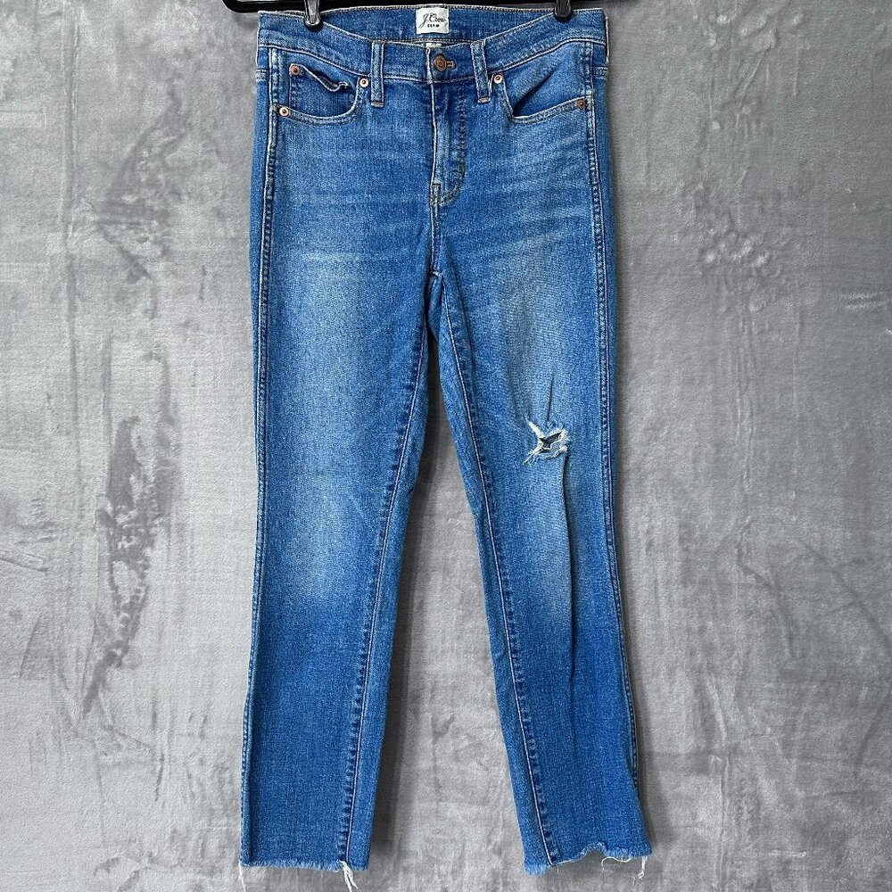 J.Crew 9" Vintage Straight Jeans Distressed Medium Wash Size 26